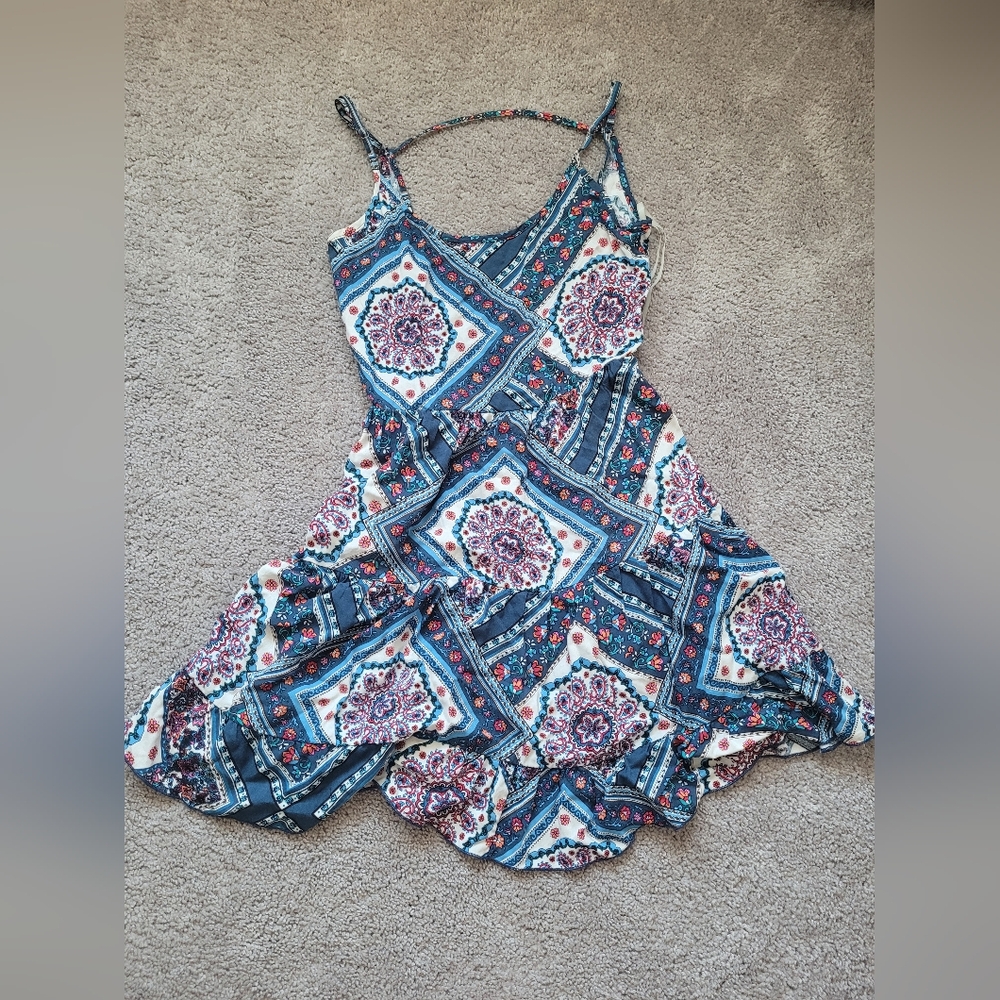 Speechless Blue and White Patterned Dress